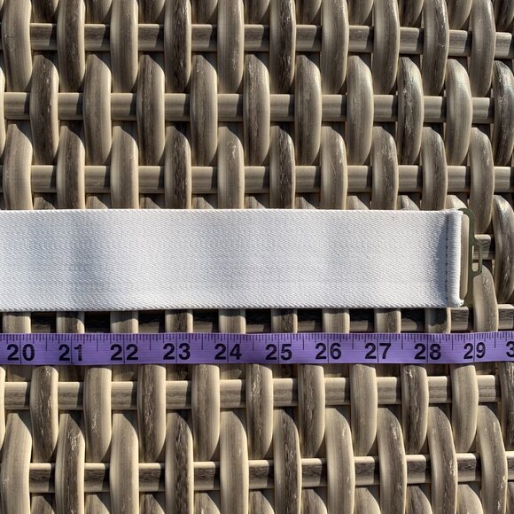 Vintage White Elastic Gold Red 80s Retro Glam Statement Buckle Wide Cinch Belt - Picture 8 of 11